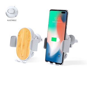 Support chargeur voiture sans fil 15w. Nature bambou. Réglable