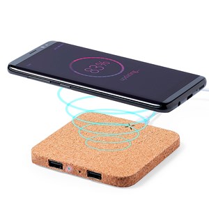 Chargeur nature liège sans fil 10w. 2 sorties usb