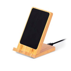 Chargeur nature bambou lumières led. Sans fil 15w