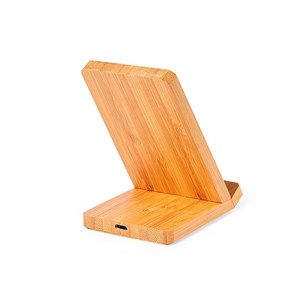 Chargeur nature bambou lumières led. Sans fil 15w