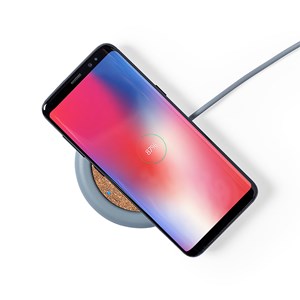 Chargeur sans fil 5w nature en liège et pierre