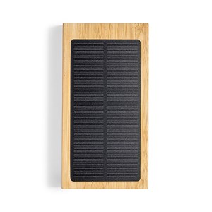 Batterie externe nature bambou qi 5w. 10000 mah. Charge solaire.