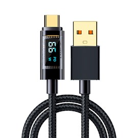 Câble usb 2.0 vers usb-c de 66w&nbsp;6a, charge rapide, écran numérique.