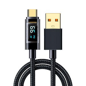 Câble usb 2.0 vers usb-c de 66w&nbsp;6a, charge rapide, écran numérique.