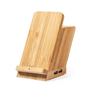 Porte-crayon multifonction chargeur sans fil 5w.nature bambou 4 ports. Usb 2.0