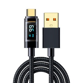 Câble usb 2.0 vers usb-c de 66w&nbsp;6a, charge rapide, écran numérique.