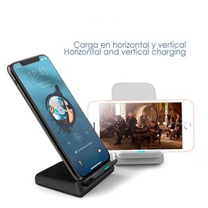 Chargeur sans fil qi à double bobine avec support.