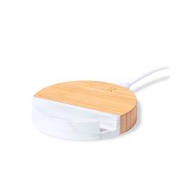Support chargeur organic bambou&nbsp;marbre sans fil 15w charge rapide