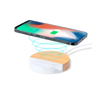 Support chargeur organic bambou&nbsp;marbre sans fil 15w charge rapide