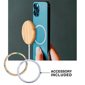 Chargeur sans fil 10w. Magnétique nature bambou charge rapide