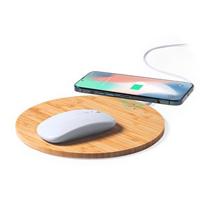 Tapis de chargement sans fil nature bambou10w. Antidérapant