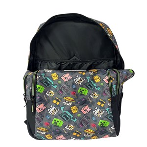 Minecraft pixel 25 sac primaire avec double compartiment adaptable à un chariot.