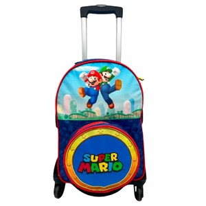 Super mario sac à dos primaire double compartiment adaptable + chariot noir.