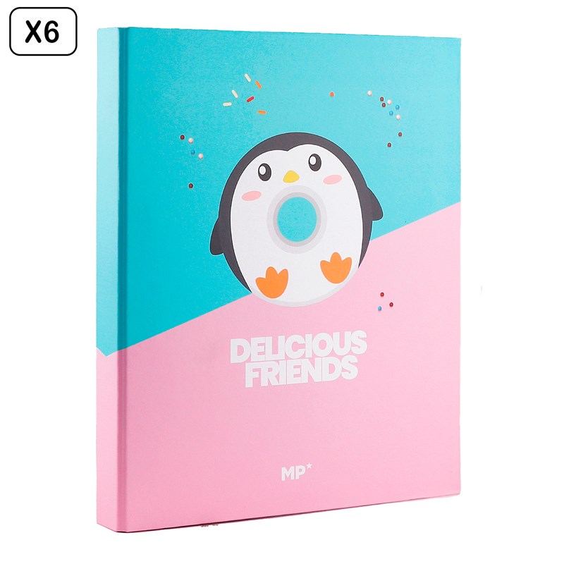 Pack 6 unités clip de carton 4 anneaux fº design delicious friends pengouin