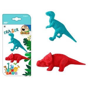 12 packs de gomme couleur dinosaure 2 uds. Velociraptor et protoceratops.