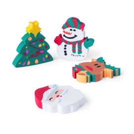 Flop ensemble de gommes avec des designs de noël originaux.