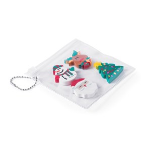 Flop ensemble de gommes avec des designs de noël originaux.