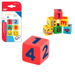 12 emballages gommes à gommer dés créatifs design b 6 uds.