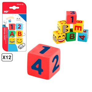 12 emballages gommes à gommer dés créatifs design b 6 uds.