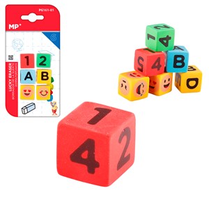 12 packs gommes à rayer dés créatifs design à 6 uds.