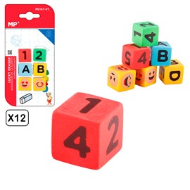 12 packs gommes à rayer dés créatifs design à 6 uds.