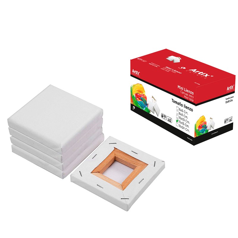 Pack de 12 uds. Lienzo mini 15 x 15 cm 280 g&nbsp;m²