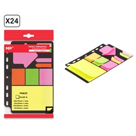 Pack 24 unités notes adhésives 9 x 25 feuilles