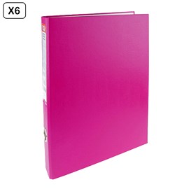 Pack 6 uds. Classeur fº 2 anneaux rose