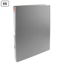 Pack 6 uds. Classeur fº 2 anneaux gris
