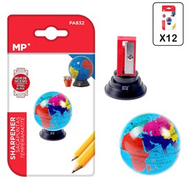 Pack 12 taille-crayons globe de carte
