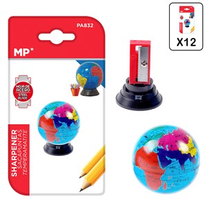 Pack 12 taille-crayons globe de carte