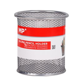 Pen pot rond argenté 10 x 9 cm