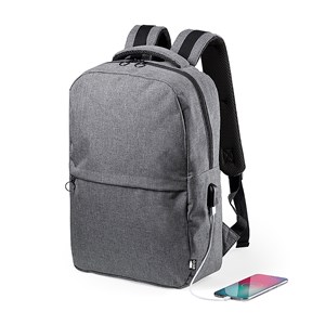 Sac à dos avec connexion usb. Poche rembourrée pour ordinateur portable.