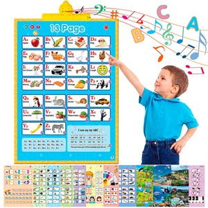 Livre d'apprentissage de l'anglais avec sons et tableau.