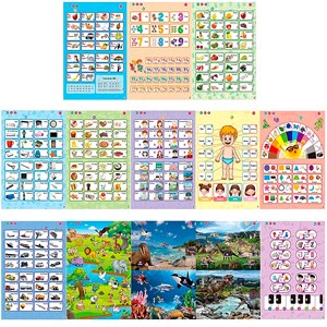 Livre d'apprentissage de l'anglais avec sons et tableau.