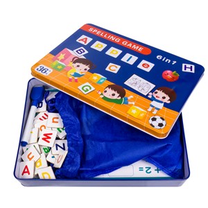 Jeu d'activités d'orthographe avec 107 lettres magnétiques.