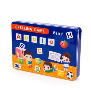 Jeu d'activités d'orthographe avec 107 lettres magnétiques.