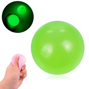 Boule en silicone anti-stress de 5,5cm, brille dans l'obscurité.