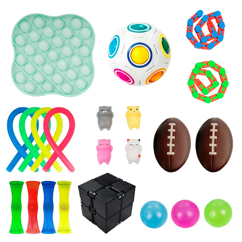 Pack de fidget toys anti stress. Jouets et accessoires variés.