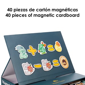 Jeu magnétique mathématique. 40 pièces en carton magnétiques avec des chiffres.