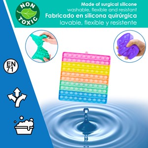 Bubble pop it, 20 cm. Carré multicolore. Jouet sensoriel anti-stress.