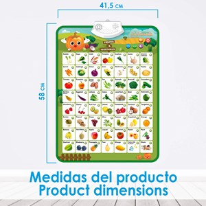 Abécédaire électronique interactif avec fruits et légumes.