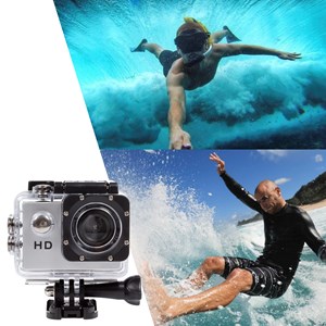 Caméra de sport komir hd720p avec 12 mpx, écran de 2 pouces et 14 accessoires.