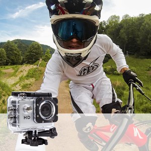 Caméra de sport komir hd720p avec 12 mpx, écran de 2 pouces et 14 accessoires.