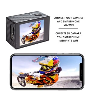 Caméra sportive garrix 4k avec wifi, batterie 900mah et étanche jusqu'à 30m.