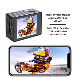 Caméra sportive garrix 4k avec wifi, batterie 900mah et étanche jusqu'à 30m.