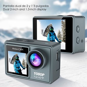 Caméra sportive at-g40 1080fhd avec 12 mpx, double écran de 2&nbsp; et 1.3&nbsp;