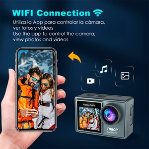 Caméra sportive at-g40 1080fhd avec 12 mpx, double écran de 2&nbsp; et 1.3&nbsp;