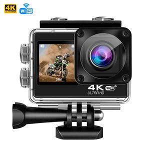 Caméra sportive at-q60ar de 4k 30fps avec 16 mpx, double écran.