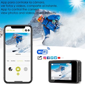 Caméra sportive at-q60ar de 4k 30fps avec 16 mpx, double écran.